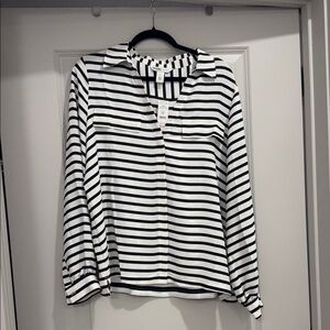 WHBM Black and White Striped Women's Blouse